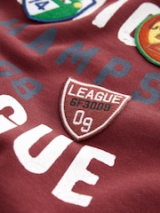 Burgundy Red Varsity Badged Crew Neck 100% Cotton Sweatshirt (3mths-7yrs) - Image 6 of 6