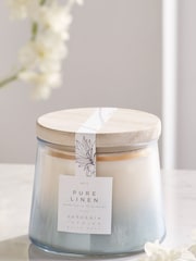 Blue Linen Lidded Jar Large Scented Candle - Image 2 of 2