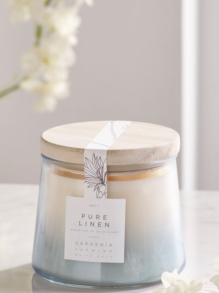 Blue Linen Lidded Jar Large Scented Candle - Image 2 of 2
