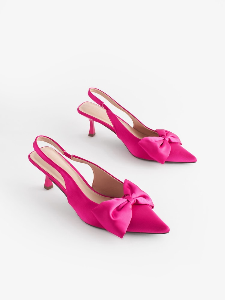 Pink Standard/Wide Fit Forever Comfort® Bow Slingback Kitten Heels - Image 1 of 7