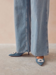 Denim Forever Comfort Jewel Trim Kitten Heels - Image 2 of 8