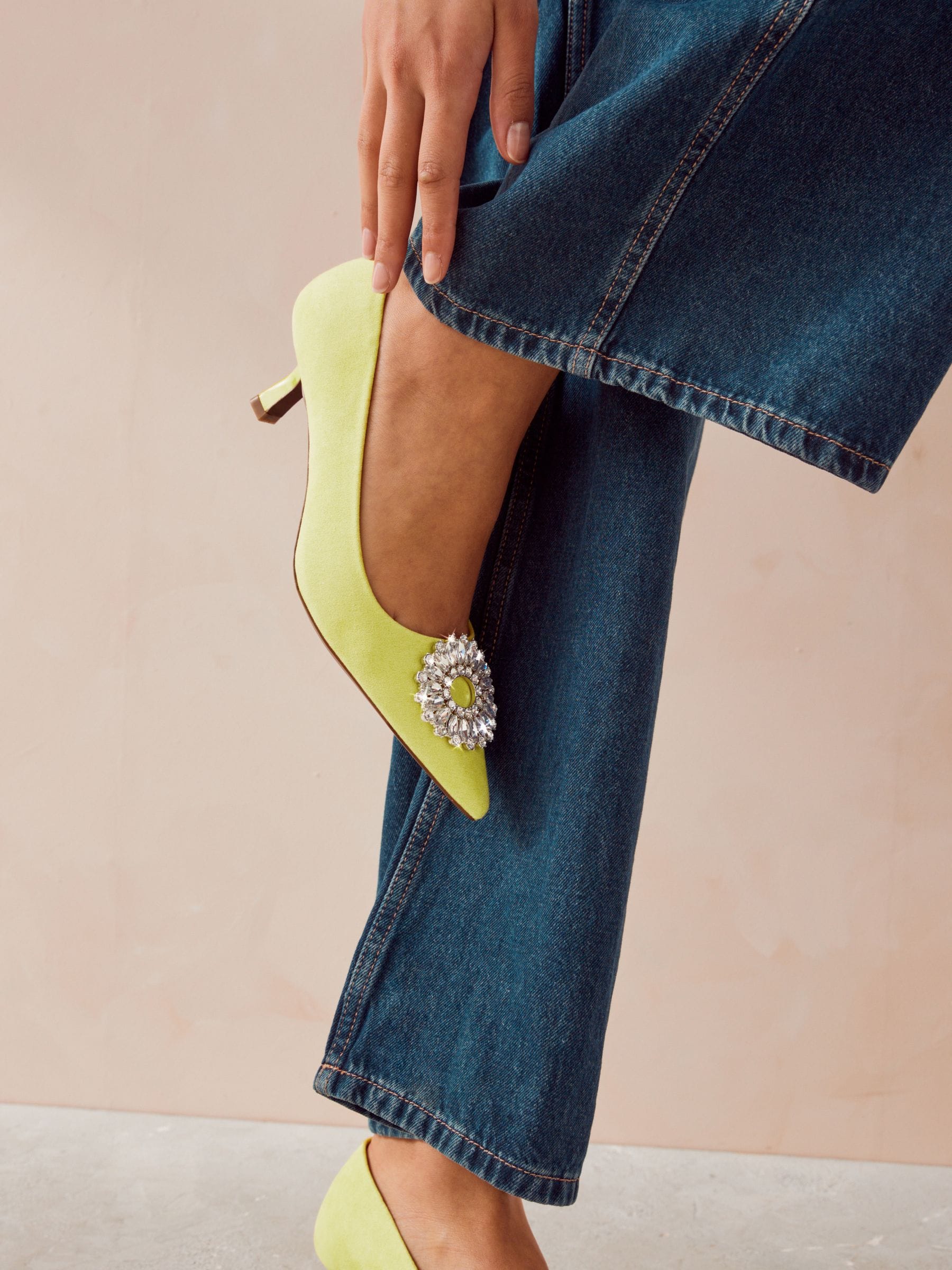 Green kitten heels on sale