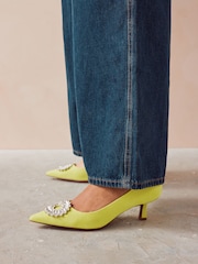 Lime Green Forever Comfort Jewel Trim Kitten Heels - Image 2 of 9