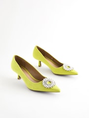 Lime Green Forever Comfort Jewel Trim Kitten Heels - Image 4 of 9