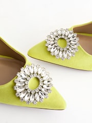 Lime Green Forever Comfort Jewel Trim Kitten Heels - Image 7 of 9