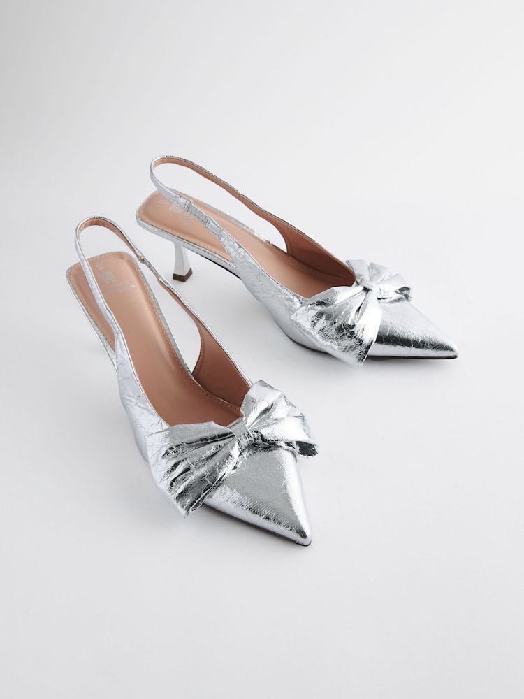Silber - Forever Comfort® Schuhe mit Pfennigabsatz, Fersenriemen und Zierschleife - Image 4 of 8