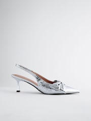 Silber - Forever Comfort® Schuhe mit Pfennigabsatz, Fersenriemen und Zierschleife - Image 5 of 8
