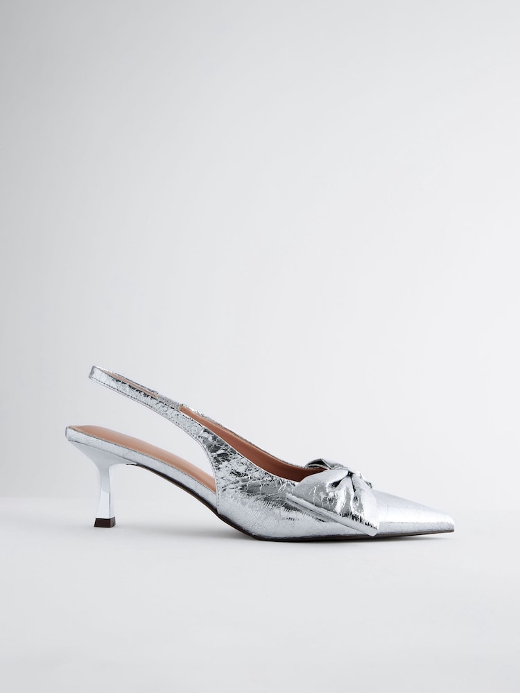 Silber - Forever Comfort® Schuhe mit Pfennigabsatz, Fersenriemen und Zierschleife - Image 5 of 8