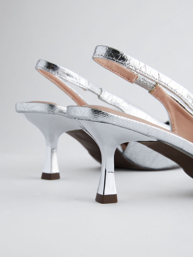 Silber - Forever Comfort® Schuhe mit Pfennigabsatz, Fersenriemen und Zierschleife - Image 8 of 8