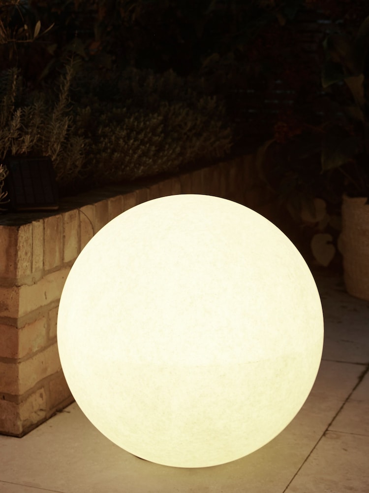 Grey Concrete Effect Solar Outdoor Light Sphere - Image 1 of 6