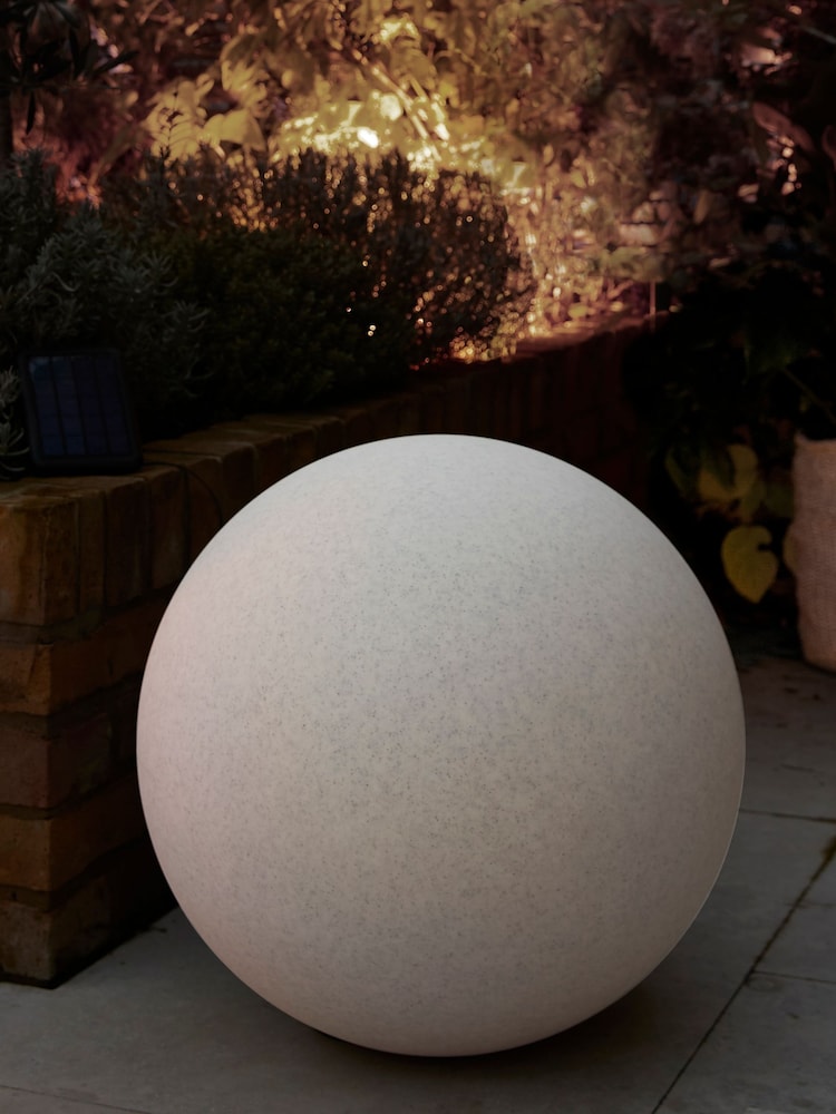 Grey Concrete Effect Solar Outdoor Light Sphere - Image 2 of 6