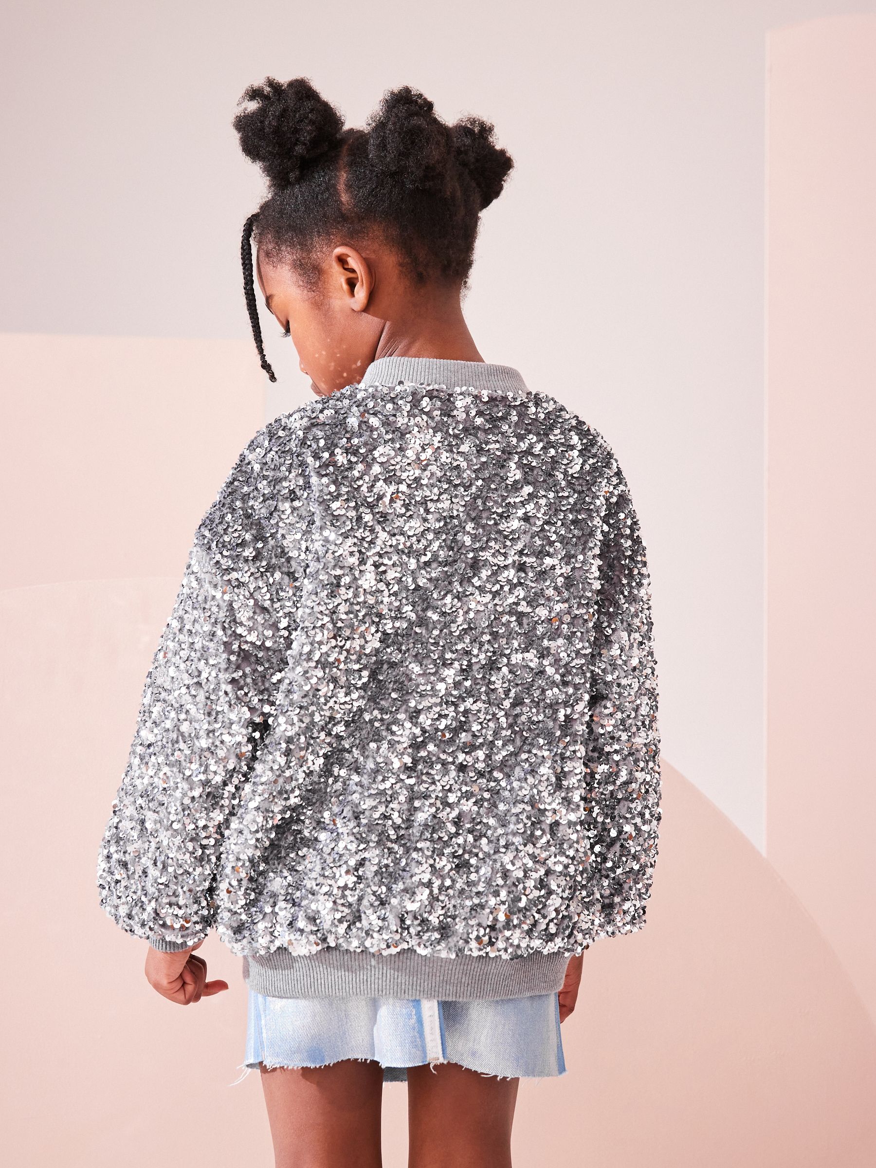 Buy Silver Sequin Bomber Jacket 3 16yrs from Next USA