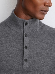 Gris medio melange - Reiss Prince 100% Cachemir Cuello alzado Suéter - Imagen 1 de 6