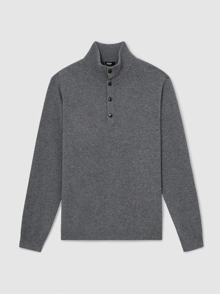 Gris medio melange - Reiss Prince 100% Cachemir Cuello alzado Suéter - Imagen 2 de 6 Gris medio melange - Reiss Prince 100% Cachemir Cuello alzado Suéter - Imagen 2 de 6