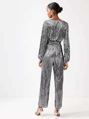 Metallic Plisse Long Sleeve Metallic Jumpsuit - Image 3 of 6