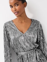 Metallic Plisse Long Sleeve Metallic Jumpsuit - Image 4 of 6