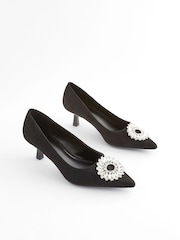 Black Forever Comfort Jewel Trim Kitten Heels - Image 5 of 10