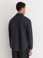 Reiss Charcoal Grey Lockwood Boiled Wool Twin-Pocket Overshirt - Image 5 of 7