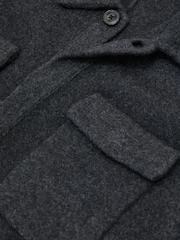Reiss Charcoal Grey Lockwood Boiled Wool Twin-Pocket Overshirt - Image 7 of 7