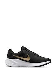 Nike Black/Gold Revolution 7 Road Running Trainers - Image 3 of 11