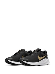 Nike Black/Gold Revolution 7 Road Running Trainers - Image 5 of 11