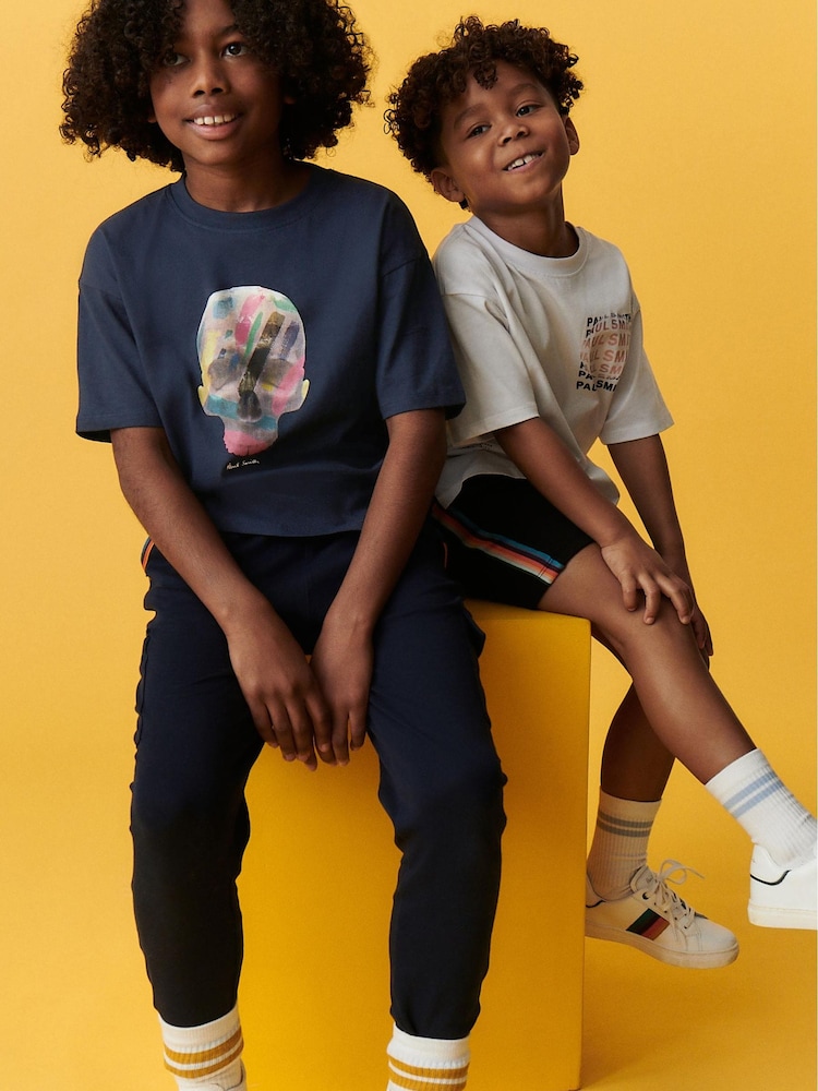 أزرق داكن جمجمة - تي شيرت الأولاد تي كبير الحجم بكم قصير وطبعة مميزة من Paul Smith Junior - صورة 1 من 6