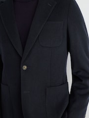 Mornarica - Blazer flanelaste obleke z enorednim zapenjanjem iz mešanice volne Reiss Collin - Slika 5 iz 8