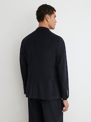 Mornarica - Blazer flanelaste obleke z enorednim zapenjanjem iz mešanice volne Reiss Collin - Slika 6 iz 8