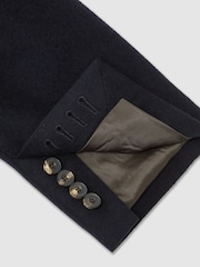Mornarica - Blazer flanelaste obleke z enorednim zapenjanjem iz mešanice volne Reiss Collin - Slika 7 iz 8