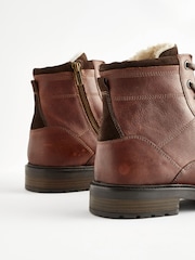 Tan Brown Leather Warm Lined Boots - Image 3 of 6