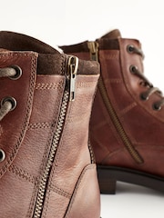 Tan Brown Leather Warm Lined Boots - Image 5 of 6