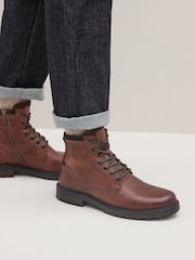 Tan Brown Leather Warm Lined Boots - Image 6 of 6