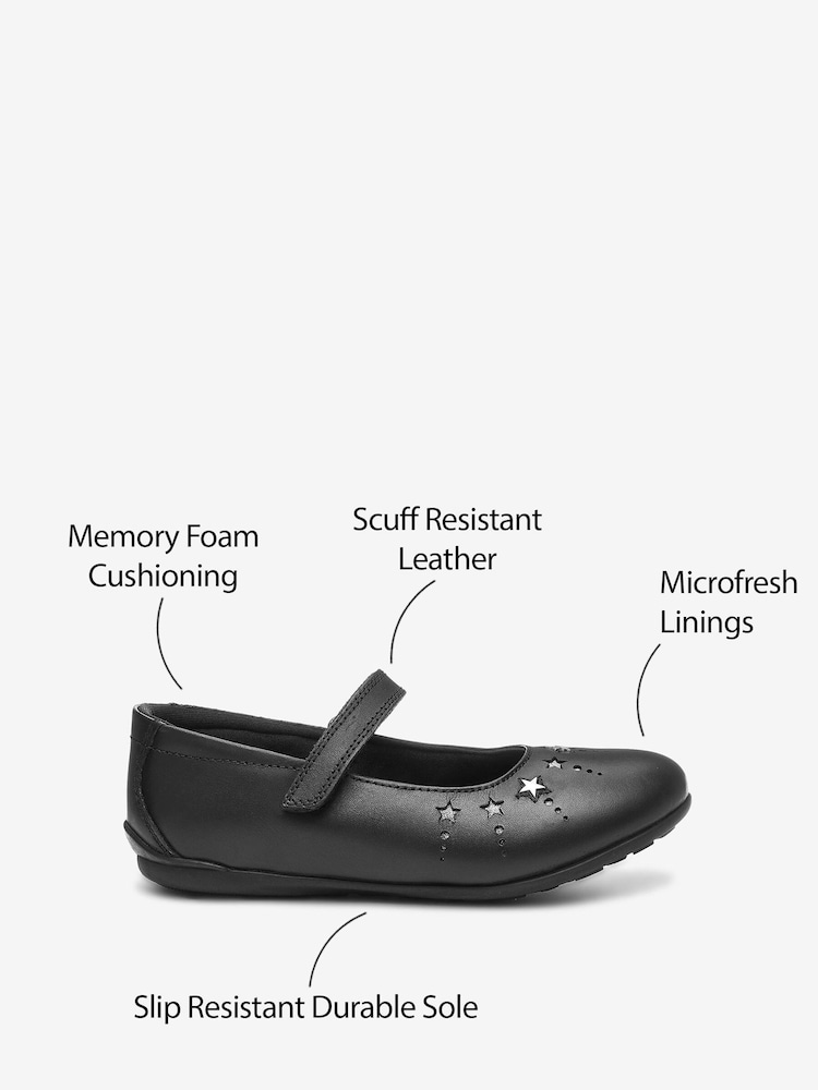 Black Leather Wide Fit (G) Star Mary Janes Shoes - Image 5 of 5 Black Leather Wide Fit (G) Star Mary Janes Shoes - Image 5 of 5
