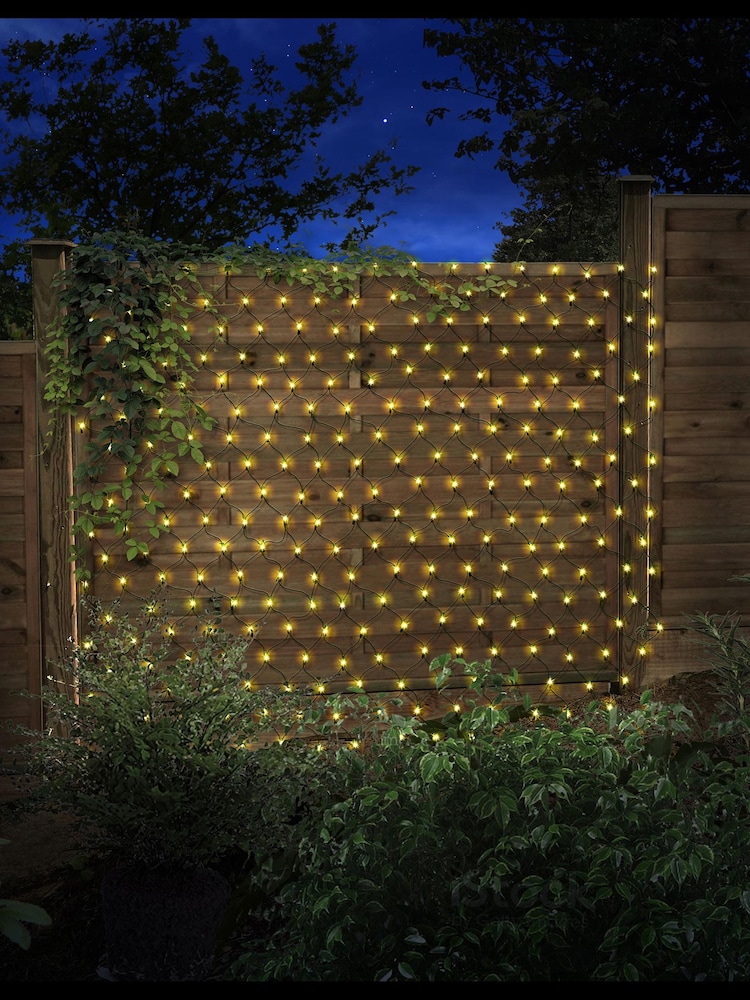 Premier Decorations Ltd Garden 200 Warm White Solar Net Lights - Image 1 of 2