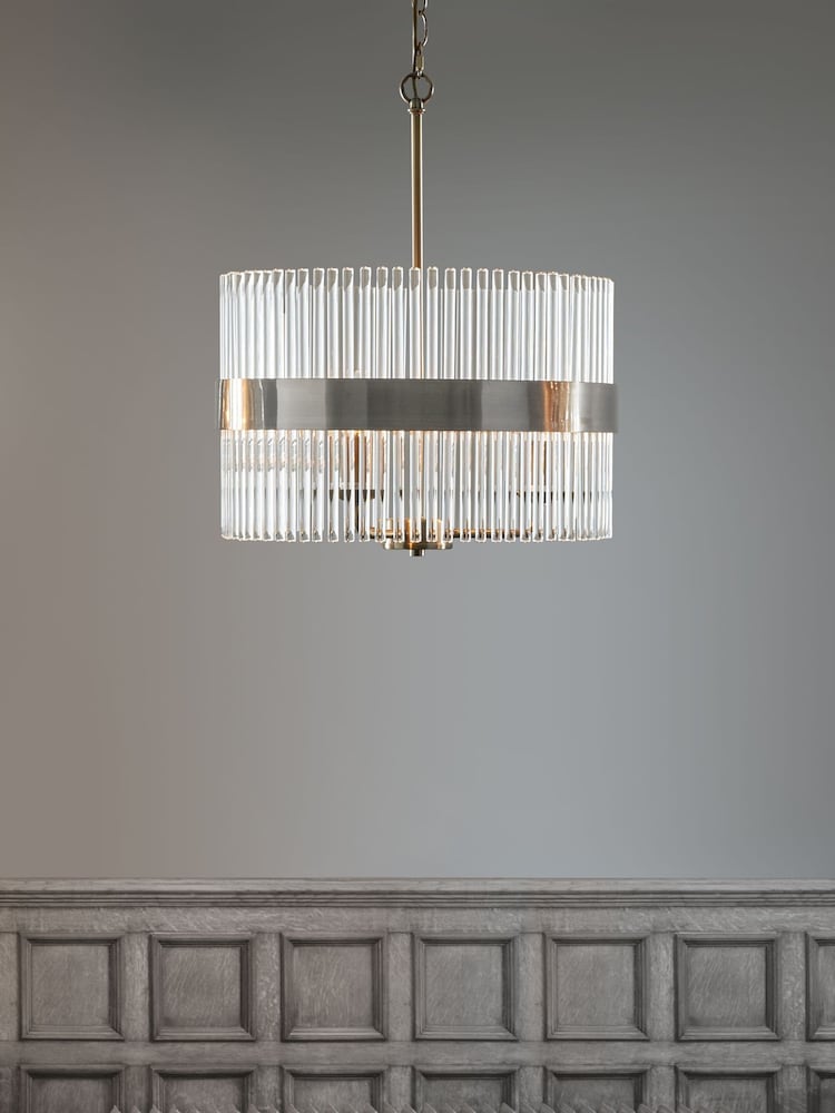 Laura Ashley Chrome Alexa Pendant 3 Light Ceiling Light - Image 1 of 4