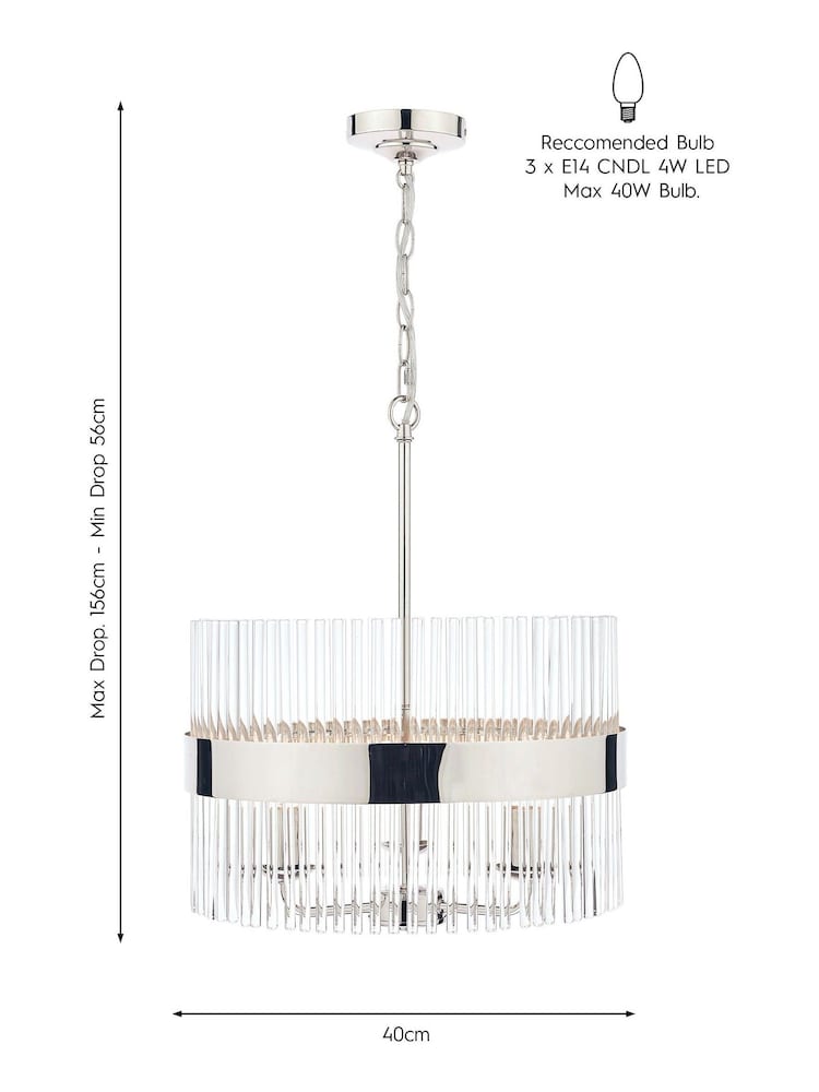 Laura Ashley Chrome Alexa Pendant 3 Light Ceiling Light - Image 4 of 4