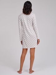 Loungeable White Bow Marl Brushed Knit Long Sleeve Nighties - Image 2 of 4