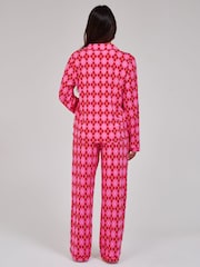 Loungeable Argyle Check Super Soft Long Sleeve Button Through Pyjamas Set - 5суретінің 2 суреті