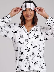 Loungeable Martini Stripe Super Soft Long Sleeve Button Through Pyjamas Set - Slika 4 od 4