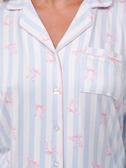 Loungeable Stripe Bow Super Soft Long Sleeve Button Through Pyjamas Set - 6的图像5｝