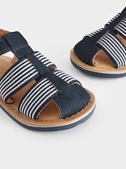 Navy Blue Leather Closed Toe Touch Fastening Sandals - Image 6 of 7