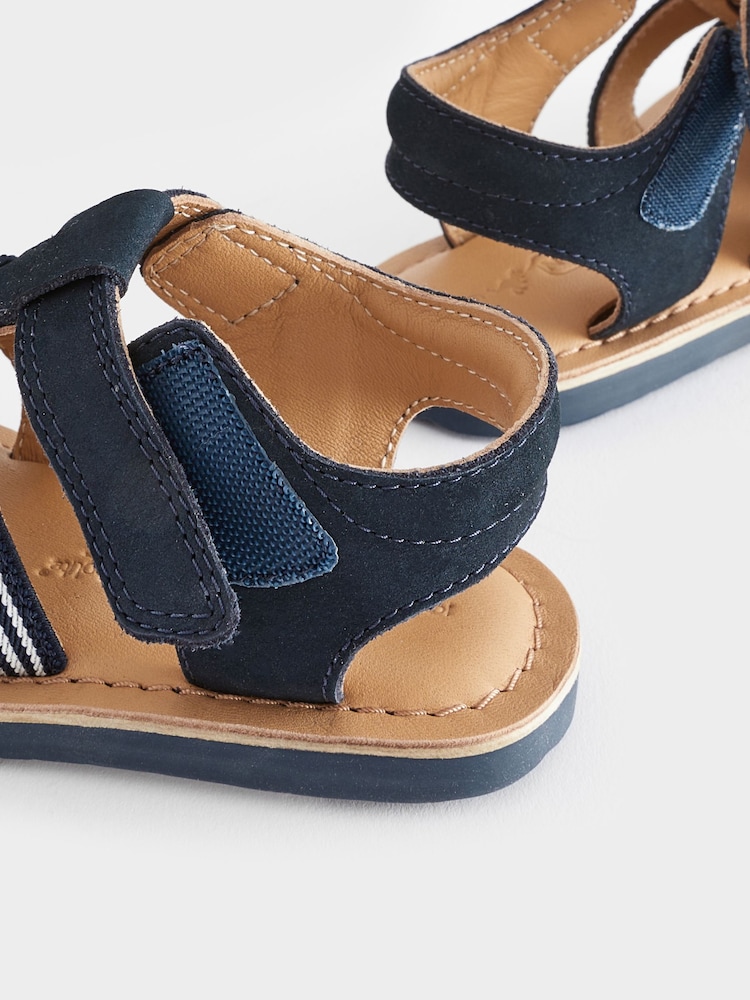 Navy Blue Leather Closed Toe Touch Fastening Sandals - Image 7 of 7 Navy Blue Leather Closed Toe Touch Fastening Sandals - Image 7 of 7