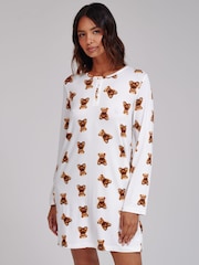 Loungeable Teddy Bear Super Soft Long Sleeve Henley Nighties - Image 1 de 4