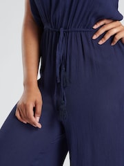 South Beach Natural Crinkle Viscose Strapless Jumpsuit - Image 5 of 5