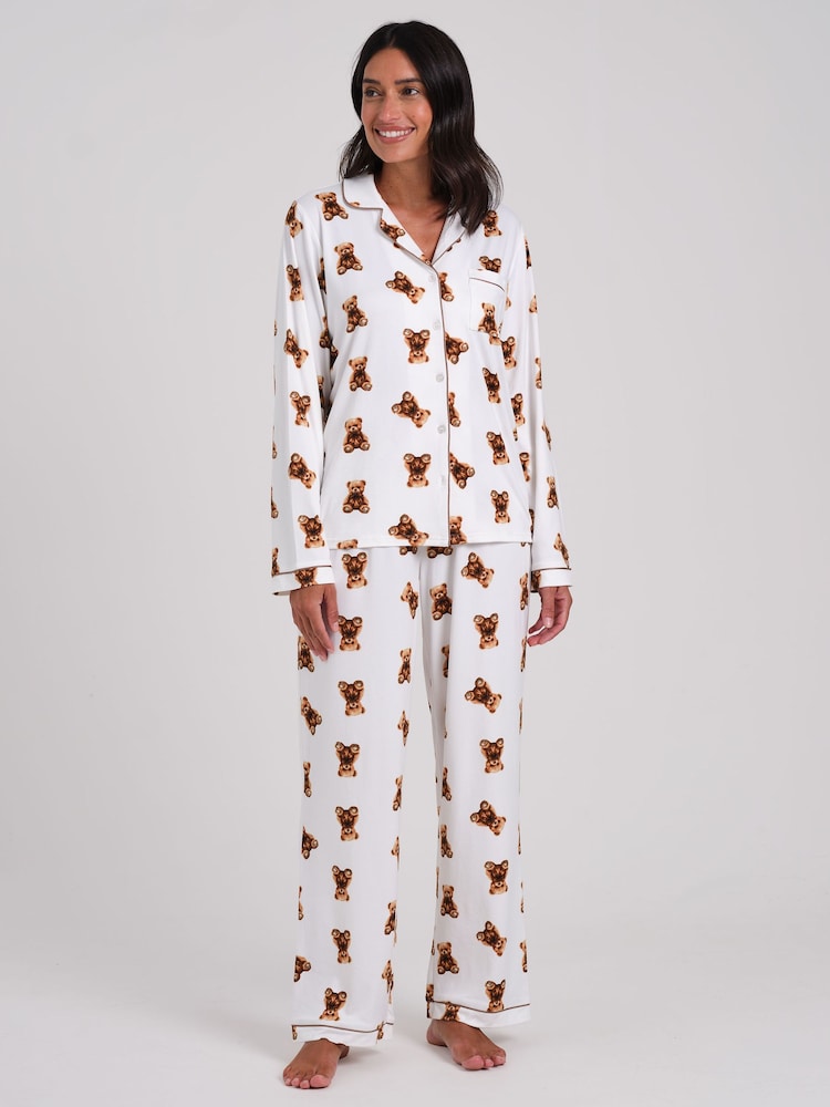 Ensemble pyjama Loungeable Teddy Bear Très doux à manches longues et boutonné - Image 1 de 5