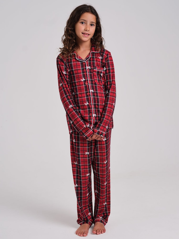Loungeable Christmas Tartan Super Soft Long Sleeve Button Through Pyjamas Set - Image 1 de 5 Loungeable Christmas Tartan Super Soft Long Sleeve Button Through Pyjamas Set - Image 1 de 5