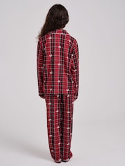 Loungeable Christmas Tartan Super Soft Long Sleeve Button Through Pyjamas Set - Image 2 de 5