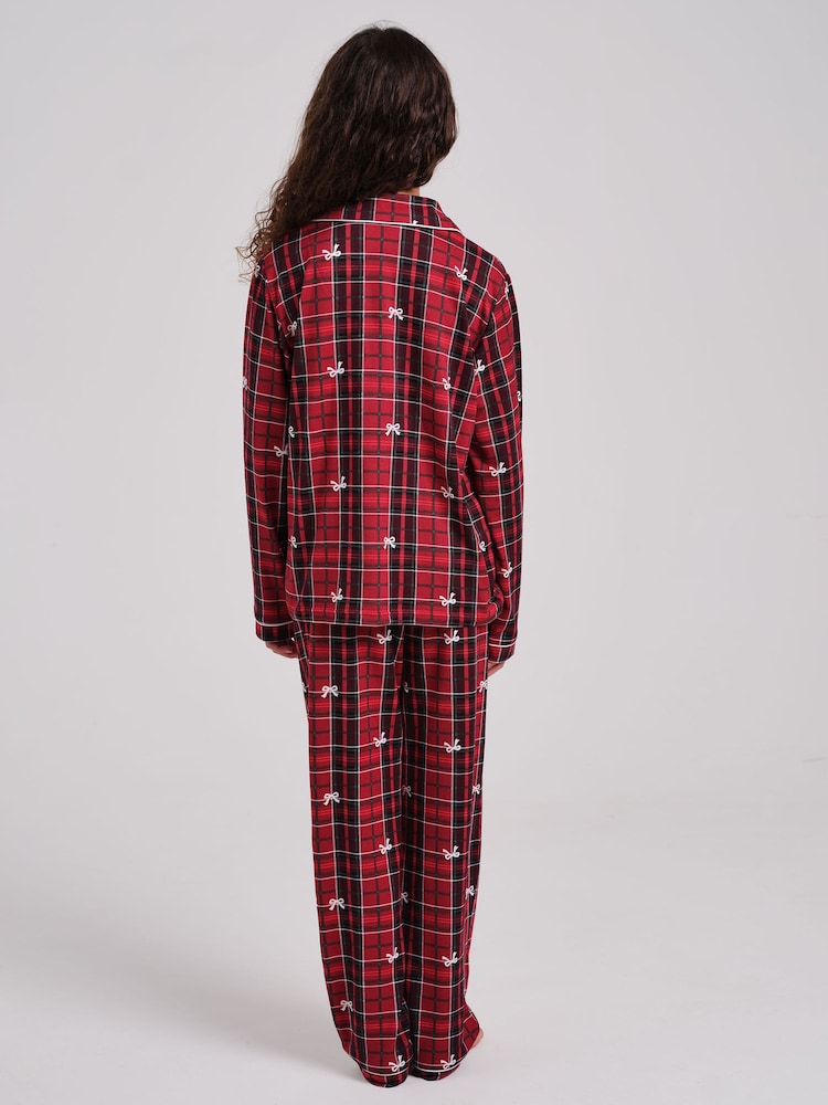 Loungeable Christmas Tartan Super Soft Long Sleeve Button Through Pyjamas Set - Image 2 de 5 Loungeable Christmas Tartan Super Soft Long Sleeve Button Through Pyjamas Set - Image 2 de 5
