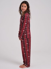 Loungeable Christmas Tartan Super Soft Long Sleeve Button Through Pyjamas Set - Image 3 de 5