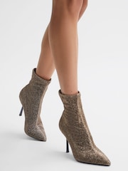 Reiss Bronze Jess Metallic Sock Boots - Image 3 of 5